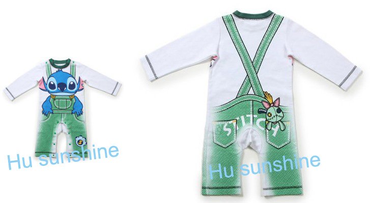 12pcs-Lilo-Stitch-romper-green-white-strap-long-sleeve-cotton-rompers-baby-clothing-clothes-wear-wears